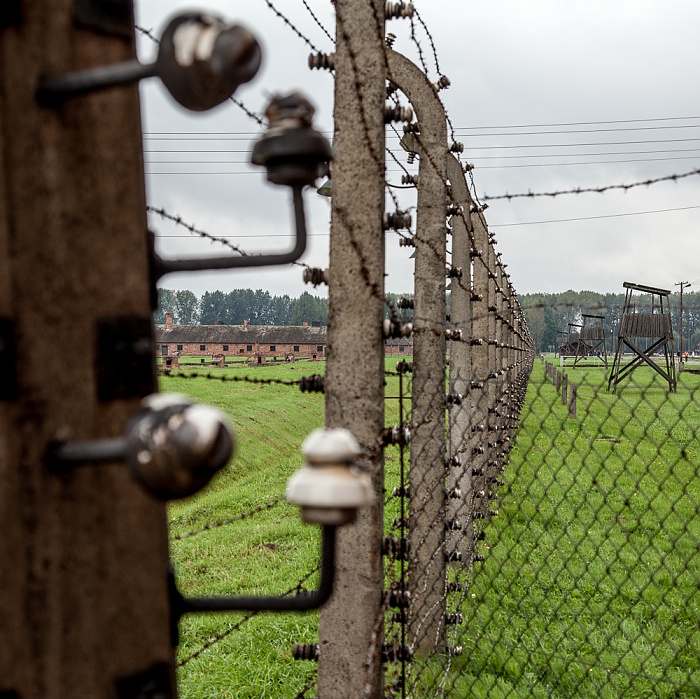 Staatliches Museum Auschwitz-Birkenau: Konzentrationslager Auschwitz-Birkenau - Stacheldrahtzaun und Wachtürme Auschwitz