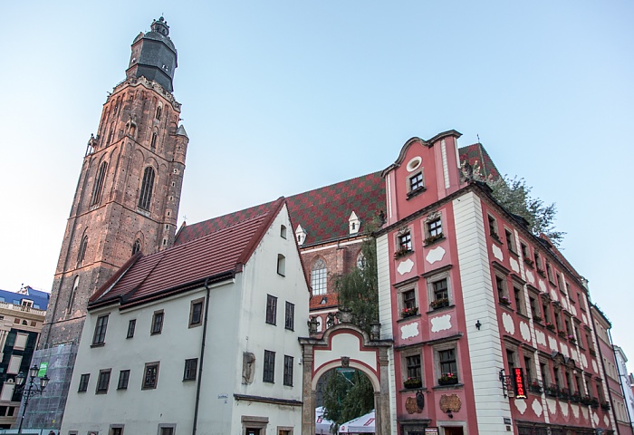 Stare Miasto: Häuser Hänsel und Gretel und Elisabethkirche Breslau