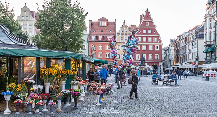 Stare Miasto: Breslauer Salzmarkt (ehem. Blücherplatz, Plac solny) - Blumenstände