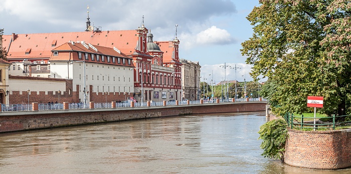Breslau Blick von der Sandbrücke (Most Piaskowy): Stare Miasto mit Oder und Ossolineum (Ossolinski-Nationalbibliothek)