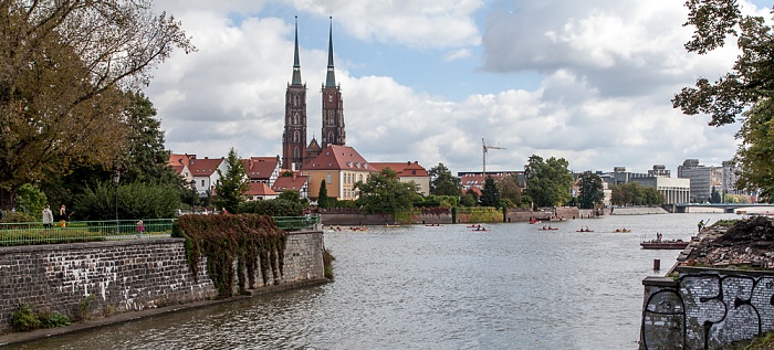 Oder, Dominsel (Ostrów Tumski) mit Breslauer Dom (Kathedrale St. Johannes des Täufers) Breslau