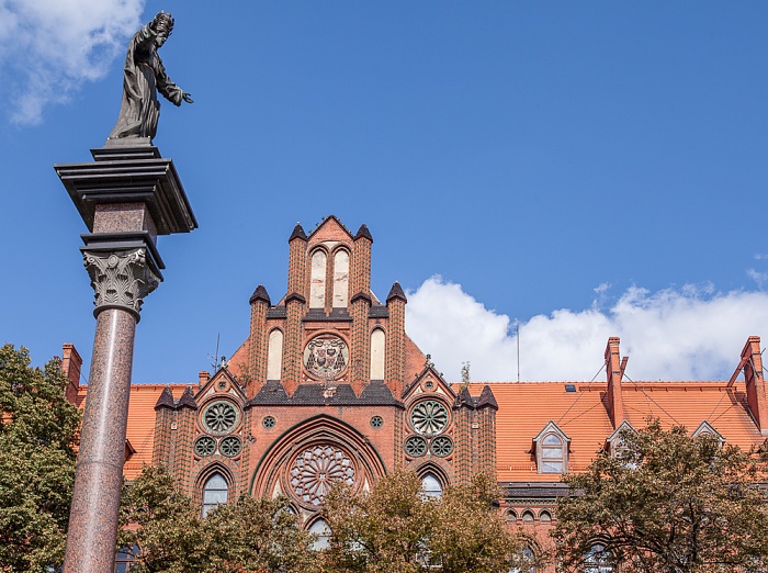 Breslau Dominsel: Plac Katedralny mit der Kolumna Chrystusa Króla Metropolitalne Wyzsze Seminarium Duchowne