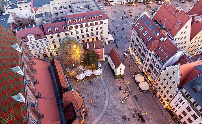 Breslau Stare Miasto: Blick vom Turm der Elisabethkirche - Häuser Hänsel und Gretel und die Oderstraße