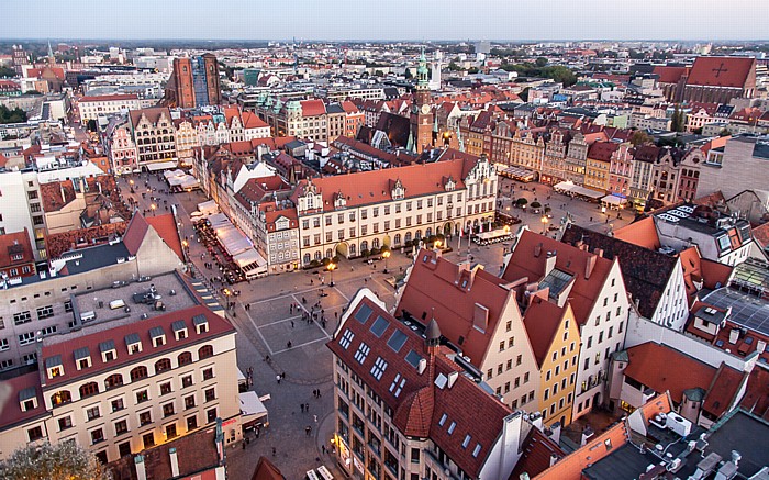 Stare Miasto: Blick vom Turm der Elisabethkirche - Großer Ring (Rynek) und Innerer Ringblock Breslau