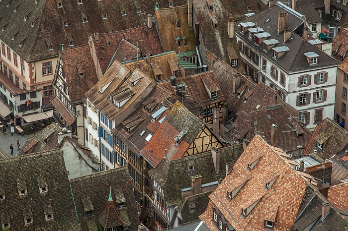 Blick von der Turmplattform des Straßburger Münsters (Cathédrale Notre-Dame de Strasbourg): Grande Île Straßburg