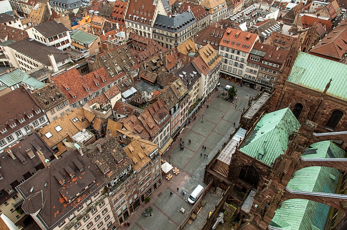 Blick von der Turmplattform des Straßburger Münsters (Cathédrale Notre-Dame de Strasbourg): Grande Île Straßburg