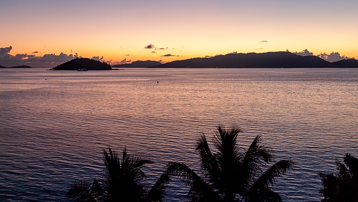 Blick aus dem Colibri Hotel: Baie Sainte Anne (Indischer Ozean) Praslin