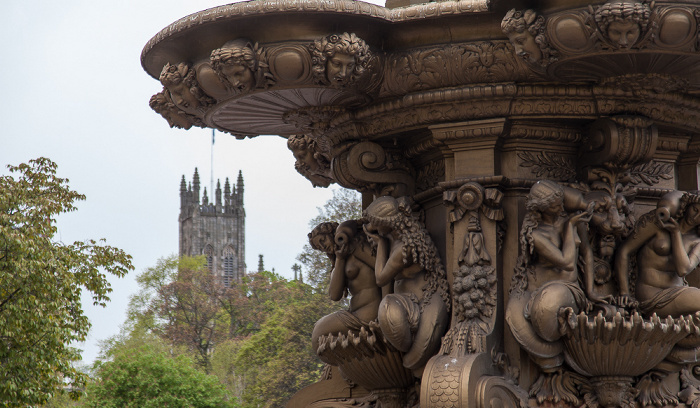 Edinburgh New Town: Princes Street Gardens - Ross Fountain Church of St John the Evangelist