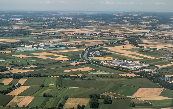 Bayern - Landkreis Erding 2015-07-22 Flug DLA8196 München Franz Josef Strauß (MUC/EDDM) - Florenz (FLR/LIRQ) Berglern Eitting Kieswerk Rohrdorfer Berglern Mittlere-Isar-Kanal Luftbild aerial photo