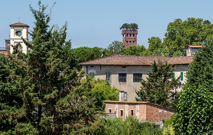 Blick vom Befestigungswall (Mura di Lucca): Torre Guinigi (rechts)