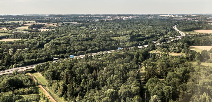 Bayern - Landkreis Freising: Bundesautobahn A 93 und Autobahndreieck München Flughafen 2015-07-26 Flug DLA8197 Florenz (FLR/LIRQ) - München Franz Josef Strauß (MUC/EDDM) Luftbild aerial photo