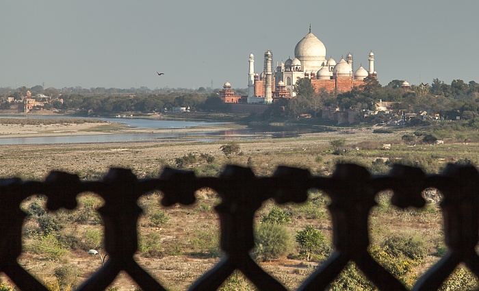 Blick vom Agra Fort (Rotes Fort): Yamuna, Taj Mahal Agra