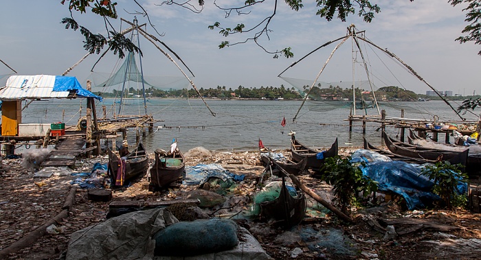 Fort Kochi: Fischerboote, Chinesische Fischernetze Kochi