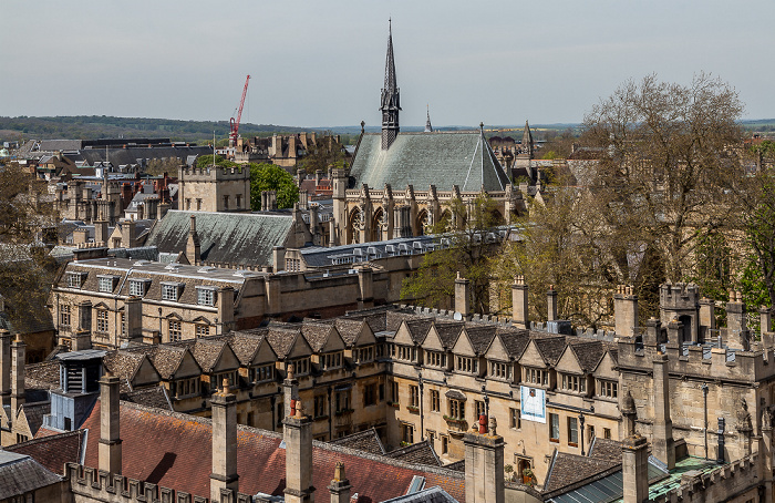 Blick vom Tower der University Church of St Mary the Virgin: Lincoln College, Exeter College mit Exeter College Chapel Oxford