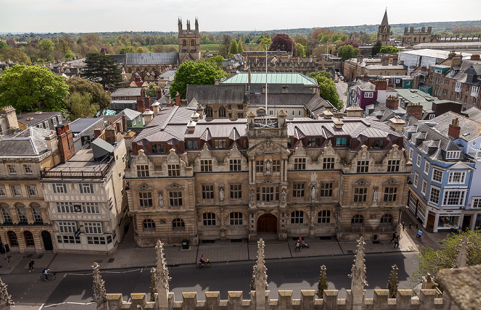Oxford Blick vom Tower der University Church of St Mary the Virgin: High Street, Oriel College Christ Church Cathedral Corpus Christi College Merton College