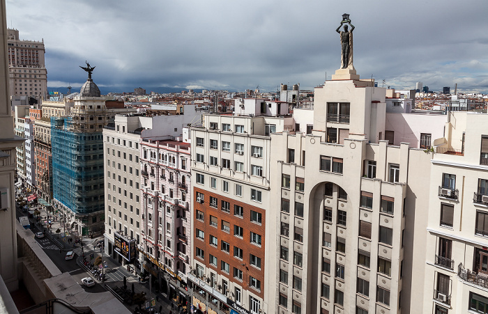 Madrid Blick vom Hotel Emperador: Gran Vía Edificio del Banco Hispano de Edificación Hotel Amberes