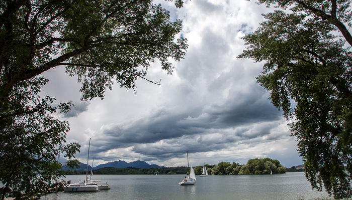 Chiemsee, Krautinsel, Chiemgauer Alpen Fraueninsel