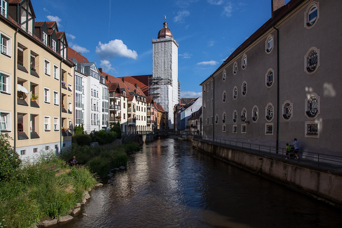 Amberg Altstadt: Blick vom Lederersteg - Vils Basilika St. Martin