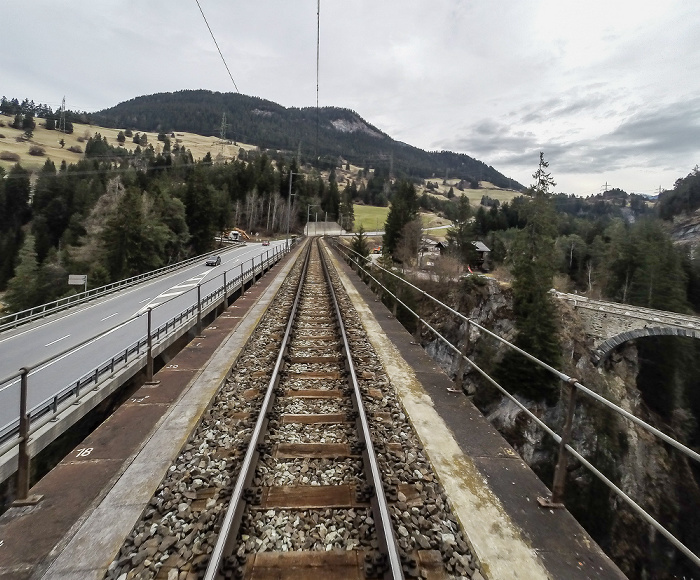Graubünden Albulabahn: Soliser Viadukt Alte Soliserbrücke Kantonsstrasse 417