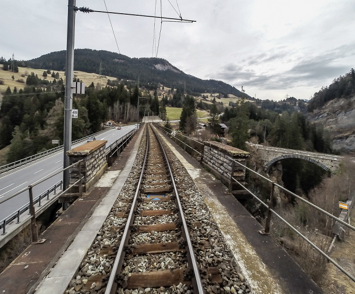 Graubünden Albulabahn: Soliser Viadukt Alte Soliserbrücke Kantonsstrasse 417