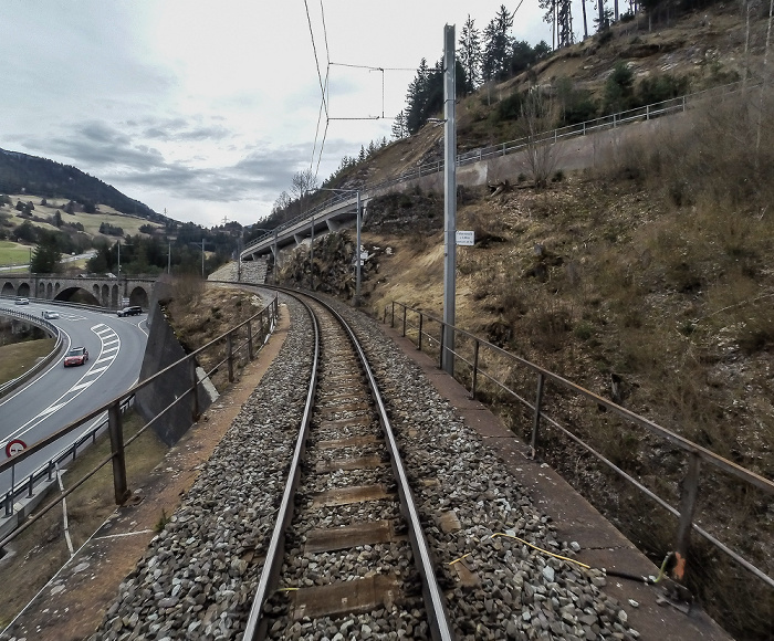 Graubünden Albulabahn Kantonsstrasse 417 Soliser Viadukt