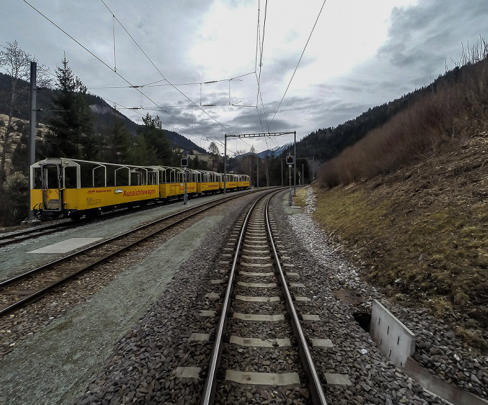 Albulabahn: Dienststation Solis der Rhätischen Bahn Graubünden
