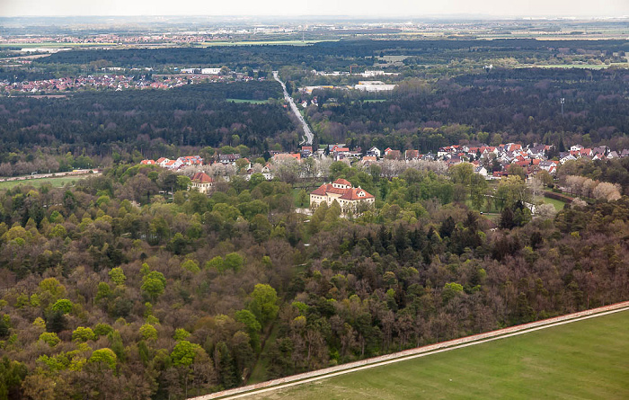 Oberschleißheim Luftbild aus Zeppelin: Schlossanlage Schleißheim - Schlosspark, Schloss Lustheim, Lustheim Kreuzstraße Schlosspark Schleißheim