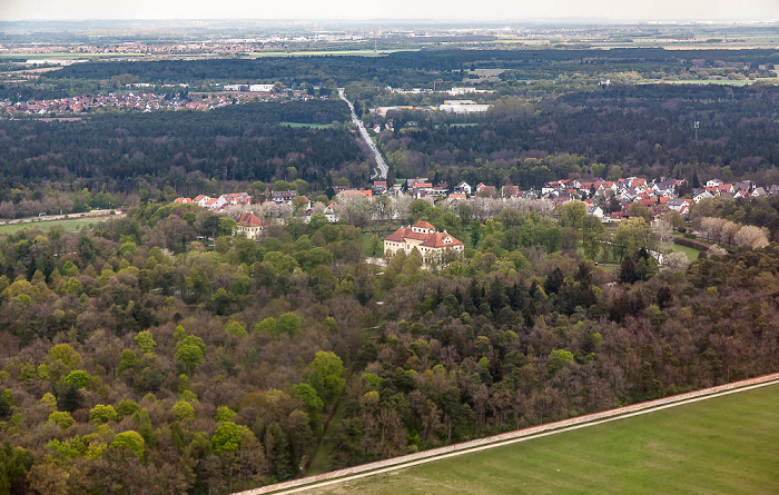 Luftbild aus Zeppelin: Schlossanlage Schleißheim - Schlosspark, Schloss Lustheim, Lustheim Oberschleißheim