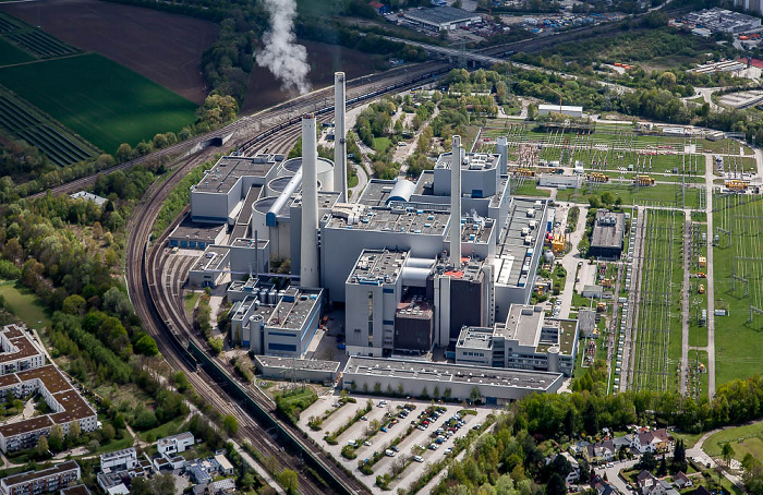 Luftbild aus Zeppelin: Heizkraftwerk München-Nord Unterföhring