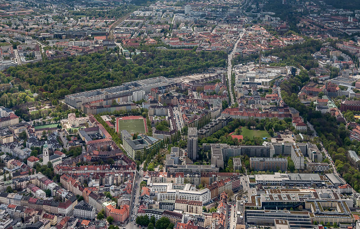 Luftbild aus Zeppelin: Au-Haidhausen, Obergiesing-Fasangarten (oben) München