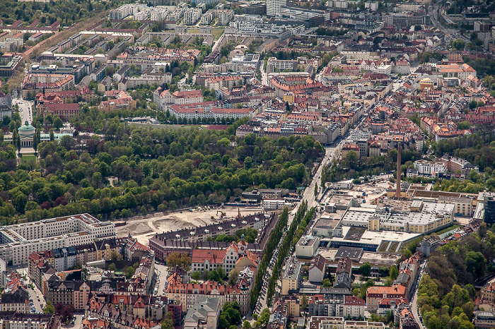 Luftbild aus Zeppelin: Au-Haidhausen (unten), Obergiesing-Fasangarten (oben) München