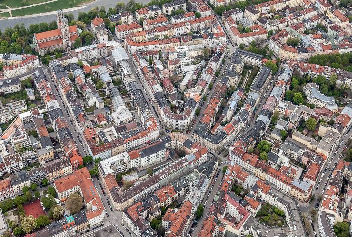 Luftbild aus Zeppelin: Ludwigsvorstadt-Isarvorstadt - Glockenbachviertel München