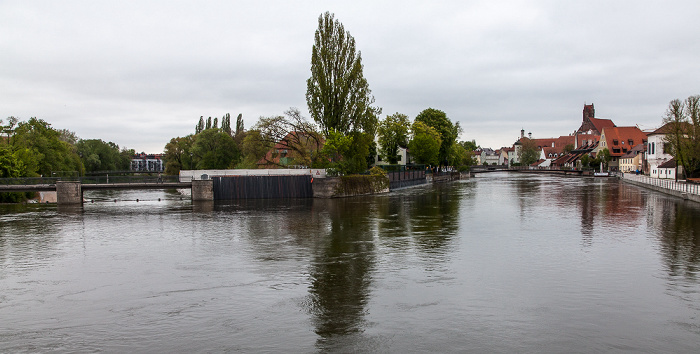 Blick von der Luitpoldbrücke: Isar Landshut