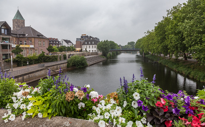 Rheine Blick von der Nepomukbrücke: Ems Stadtkirche St. Dionysius