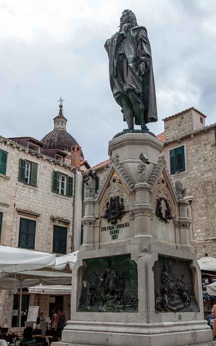 Dubrovnik Altstadt (Grad): Marktplatz (Gundulićeva poljana) mit dem Gundulic-Denkmal