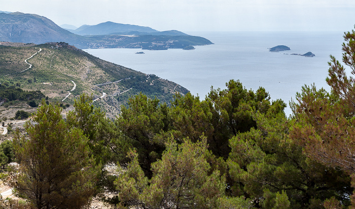 Dubrovnik Blick vom Brdo Srđ: Dalmatinische Küste und Adriatisches Meer (Mittelmeer)