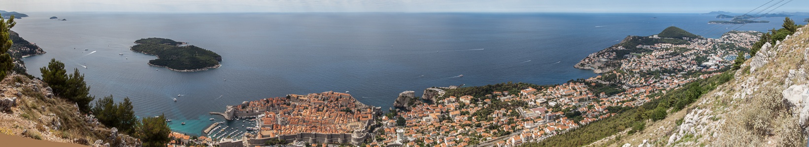 Dubrovnik Blick vom Brdo Srđ: Adriatisches Meer (Mittelmeer) mit Lokrum, Altstadt (Grad)