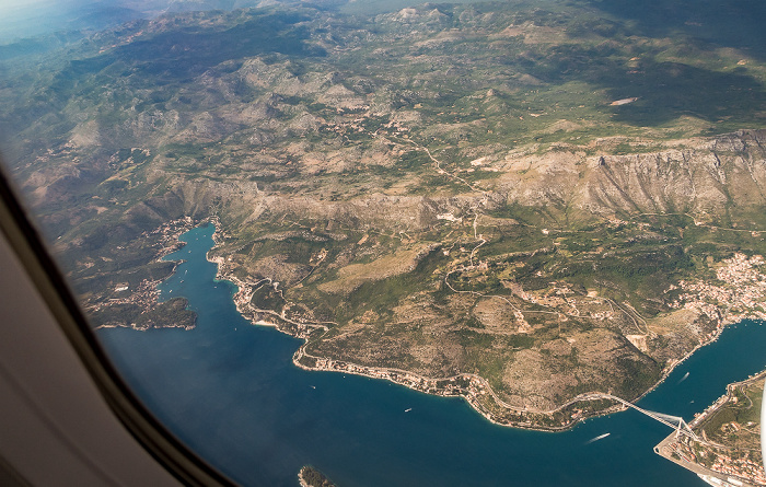 Gespanschaft Dubrovnik-Neretva 2017-07-02 Flug DLH1711 Dubrovnik (DBV/LDDU) - München Franz Josef Strauß (MUC/EDDM) Franjo-Tuđman-Brücke Rijeka dubrovačka Zaton