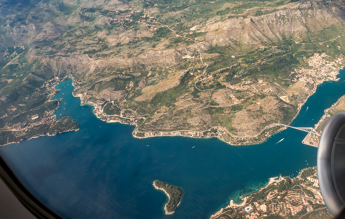 Gespanschaft Dubrovnik-Neretva 2017-07-02 Flug DLH1711 Dubrovnik (DBV/LDDU) - München Franz Josef Strauß (MUC/EDDM) Franjo-Tuđman-Brücke Rijeka dubrovačka Zaton