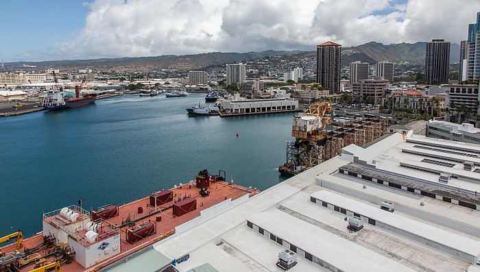 Blick vom Aloha Tower: Honolulu Cruise Ship Port, Honolulu Harbor, Downtown Honolulu Honolulu