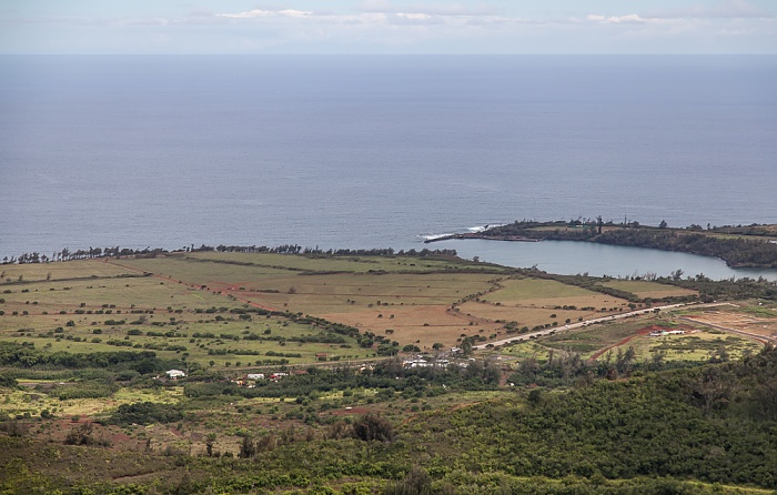 Kauai Blick aus dem Hubschrauber: Hanamaulu Bay, Pazifik Kuhio Highway Luftbild aerial photo