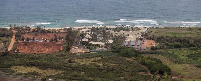 Blick aus dem Hubschrauber: Wailua Motocross Track und Aqua Kauai Beach Resort Luftbild aerial photo