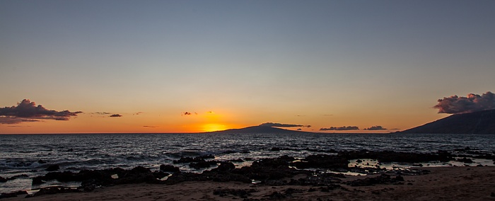 Kihei Keawakapu Beach, Pazifik, Lanai, West Maui Mountains (rechts)