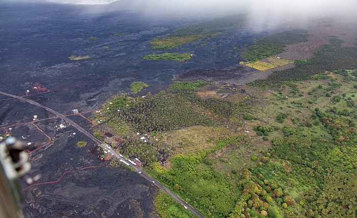 Blick aus dem Hubschrauber: Kalapana State Wayside Park - Kilauea-Lavafelder Big Island