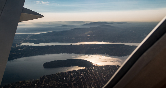King County: Seattle, Lake Washington mit der Andrews Bay, dem Seward Park und Mercer Island Washington