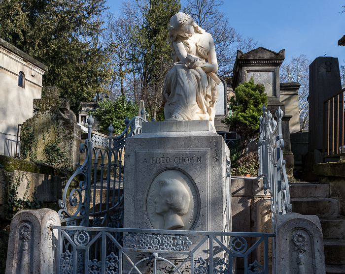 Cimetière du Père-Lachaise: Grab von Frédéric Chopin (1810-1849) mit der Muse Euterpe von Auguste Clésinger Paris