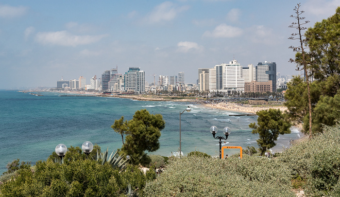 Alt-Jaffa: Blick vom Ha-Pisga-Park auf Mittelmeer, Strand und Stadtzentrum Tel Aviv