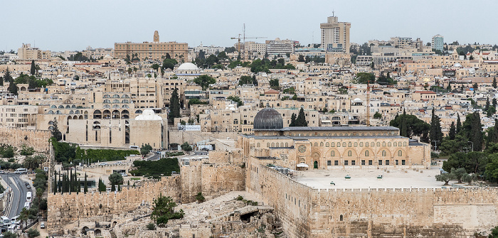 Jerusalem Blick vom Ölberg: Tempelberg mit Al-Aqsa-Moschee Altstadt