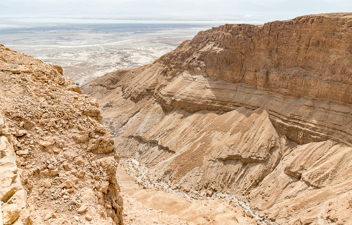 Blick vom Masada-Tafelberg: Wadi Masada Masada