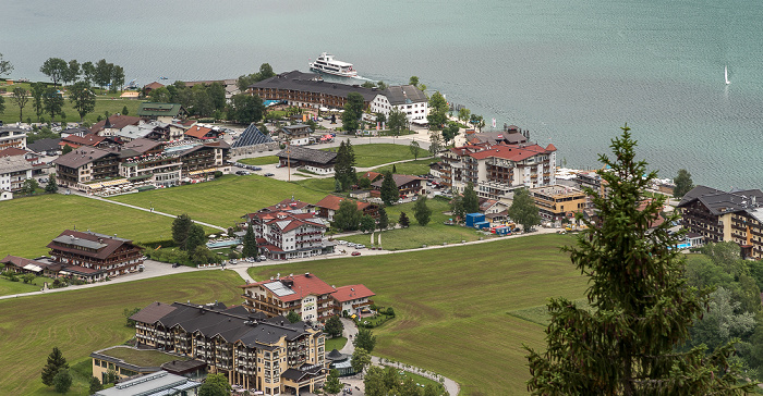 Blick aus der Karwendel-Bahn: Pertisau, Achensee Zwölferkopf